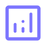 Icon of a bar chart inside a rectangular frame representing analytics or data visualization.