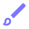 Purple paintbrush icon with paint on the tip.