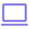Minimalist purple line icon of a laptop with a blank screen.