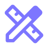 Icon of a pencil crossing a ruler forming an X shape, symbolizing design services.