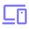 Collection of black silhouettes representing various electronic devices including a desktop monitor, tablet, smartphone, and smartwatch.