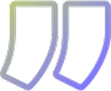 Stylized double quotation marks with a gradient color transitioning from green to blue.