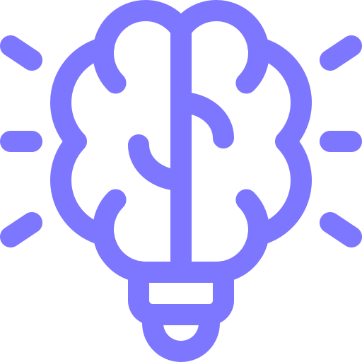Illustration of a glowing light bulb shaped like a brain, symbolizing an idea or creativity.