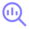 Magnifying glass icon with a bar chart inside, representing search insights.