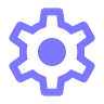 Black icon of a gear representing settings.